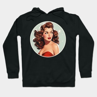 Pin up star girl red lips retro comic Hoodie